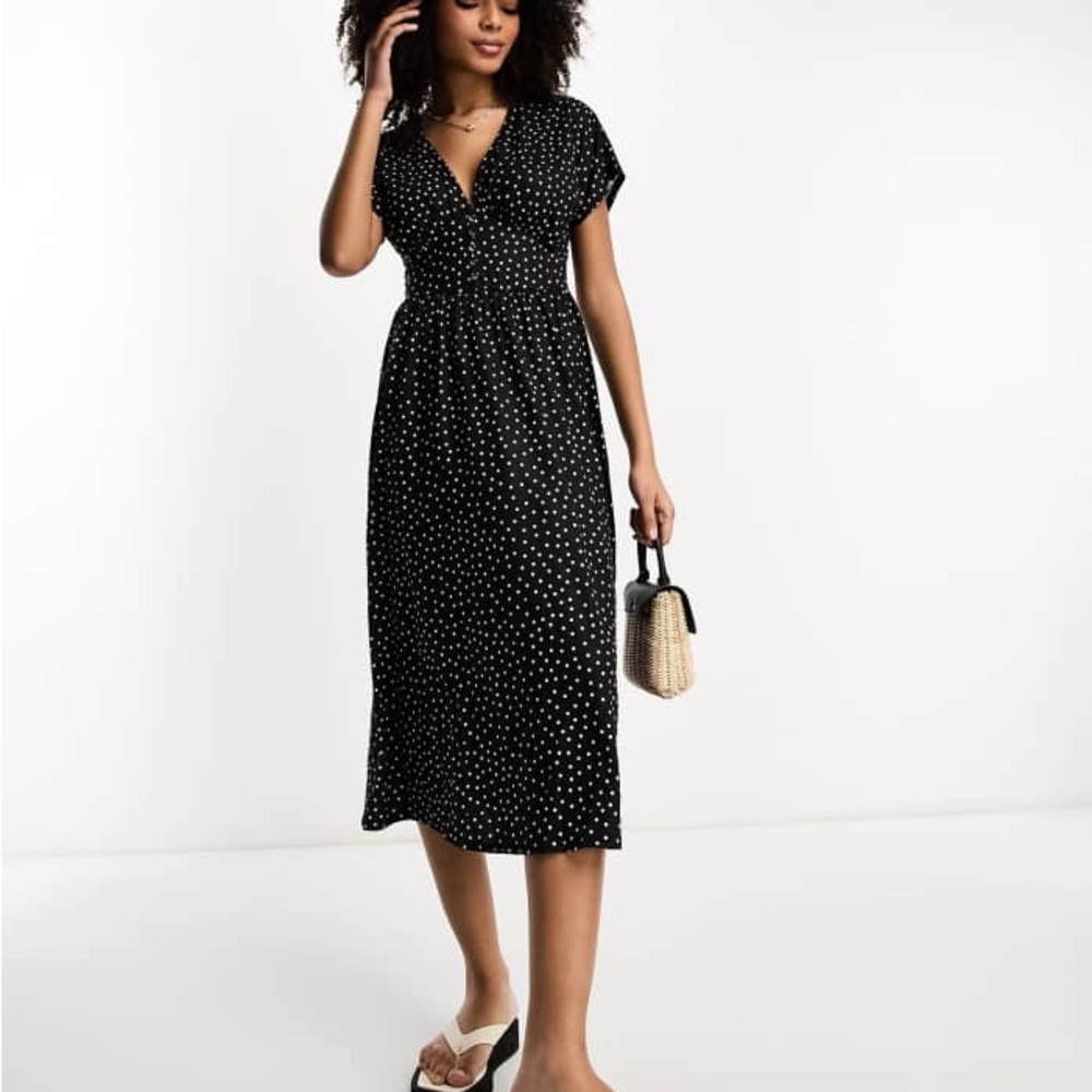 ASOS polka dot midi tea dress with buttons